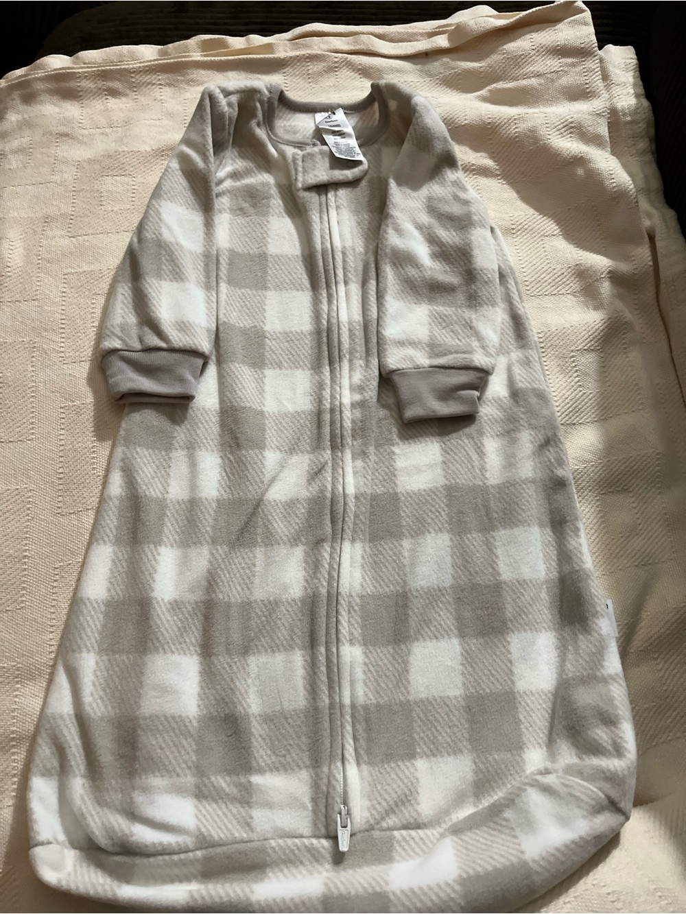 Gerber Beige and White Plaid Fleece Sleep Sack